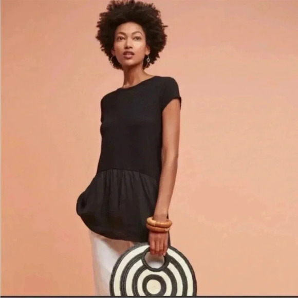 Anthropologie black mixed media top - Picture 3 of 10